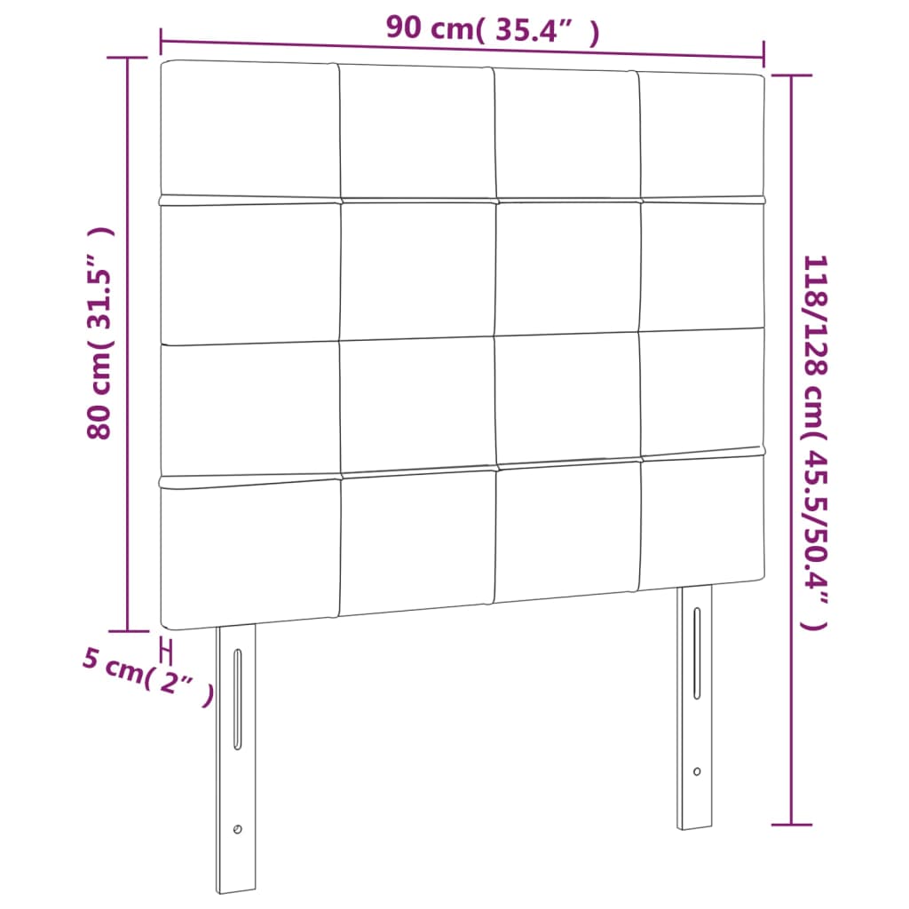 LED Kopfteil Rosa 90x5x118/128 cm Samt