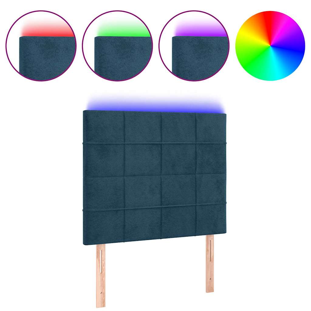 LED Kopfteil Dunkelblau 100x5x118/128 cm Samt