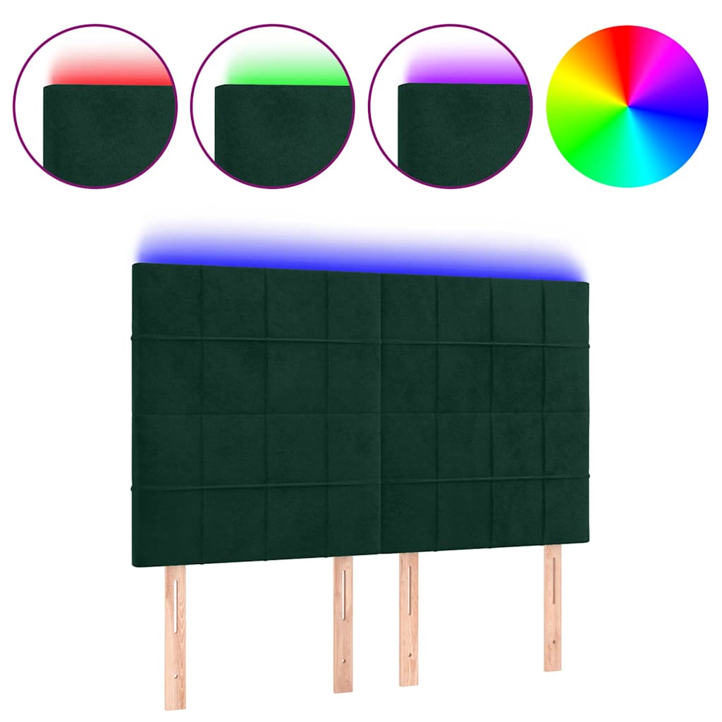 LED Kopfteil Dunkelgrün 144x5x118/128 cm Samt