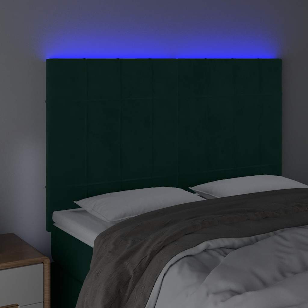 LED Kopfteil Dunkelgrün 144x5x118/128 cm Samt