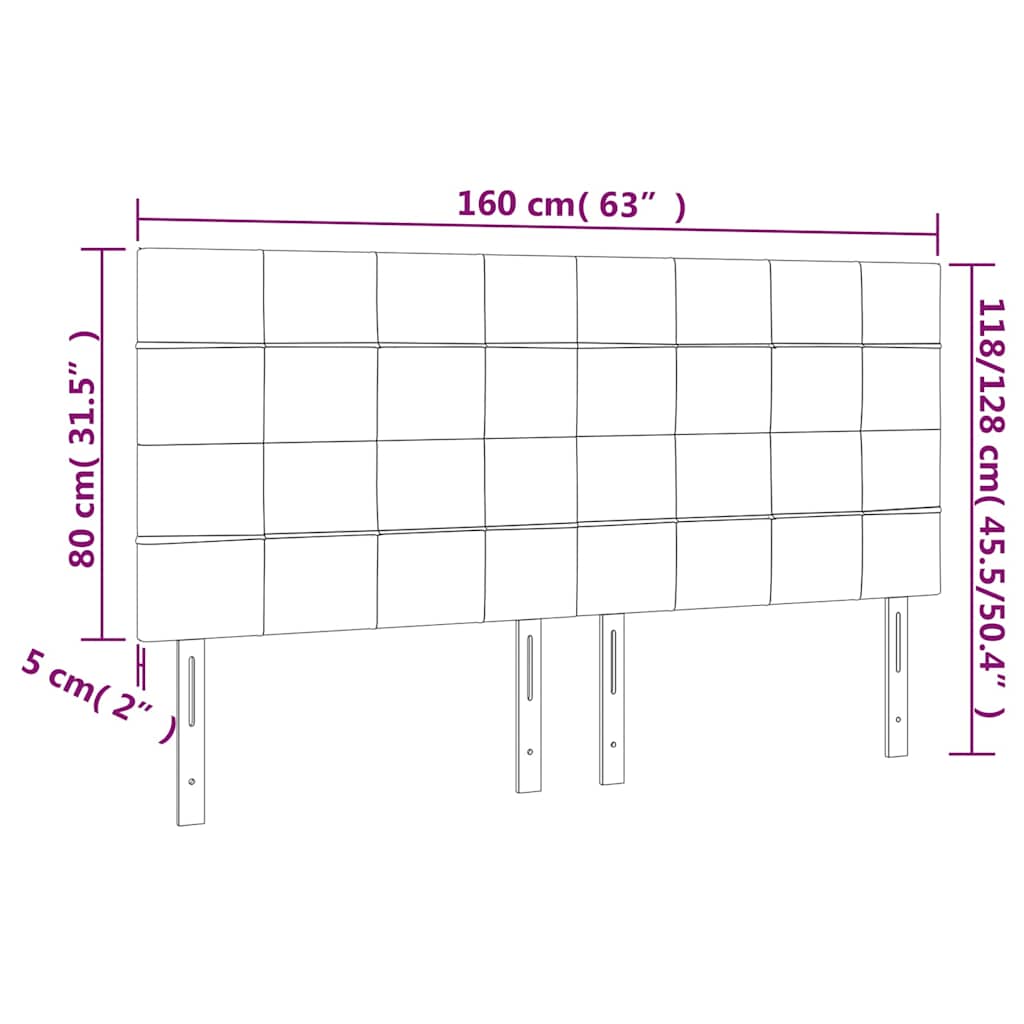 LED Kopfteil Dunkelblau 160x5x118/128 cm Samt