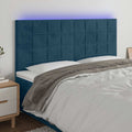 LED Kopfteil Dunkelblau 200x5x118/128 cm Samt