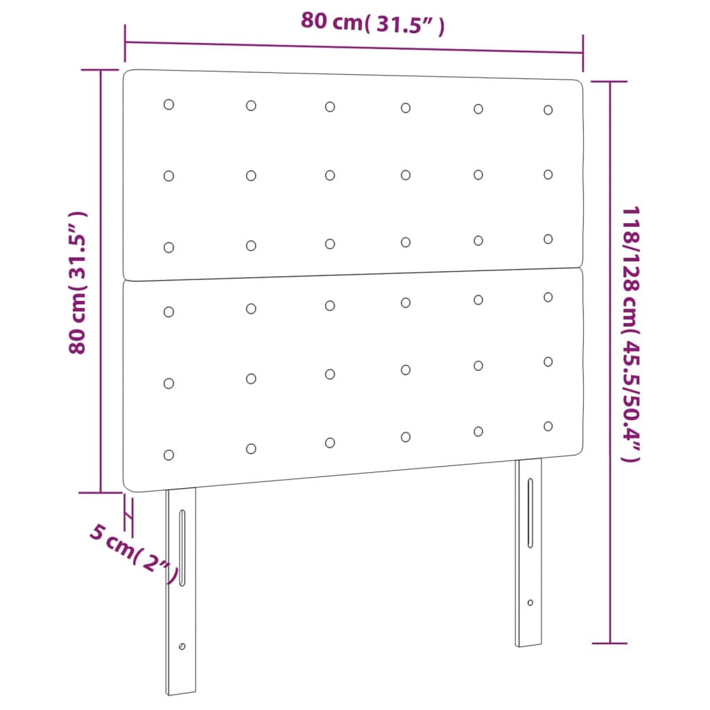 LED Kopfteil Creme 80x5x118/128 cm Kunstleder