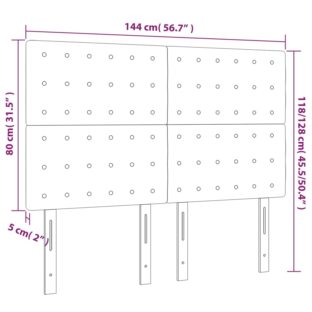LED Kopfteil Creme 144x5x118/128 cm Kunstleder