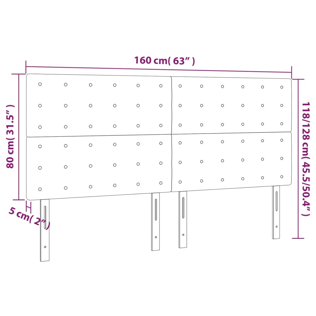 LED Kopfteil Weiß 160x5x118/128 cm Kunstleder