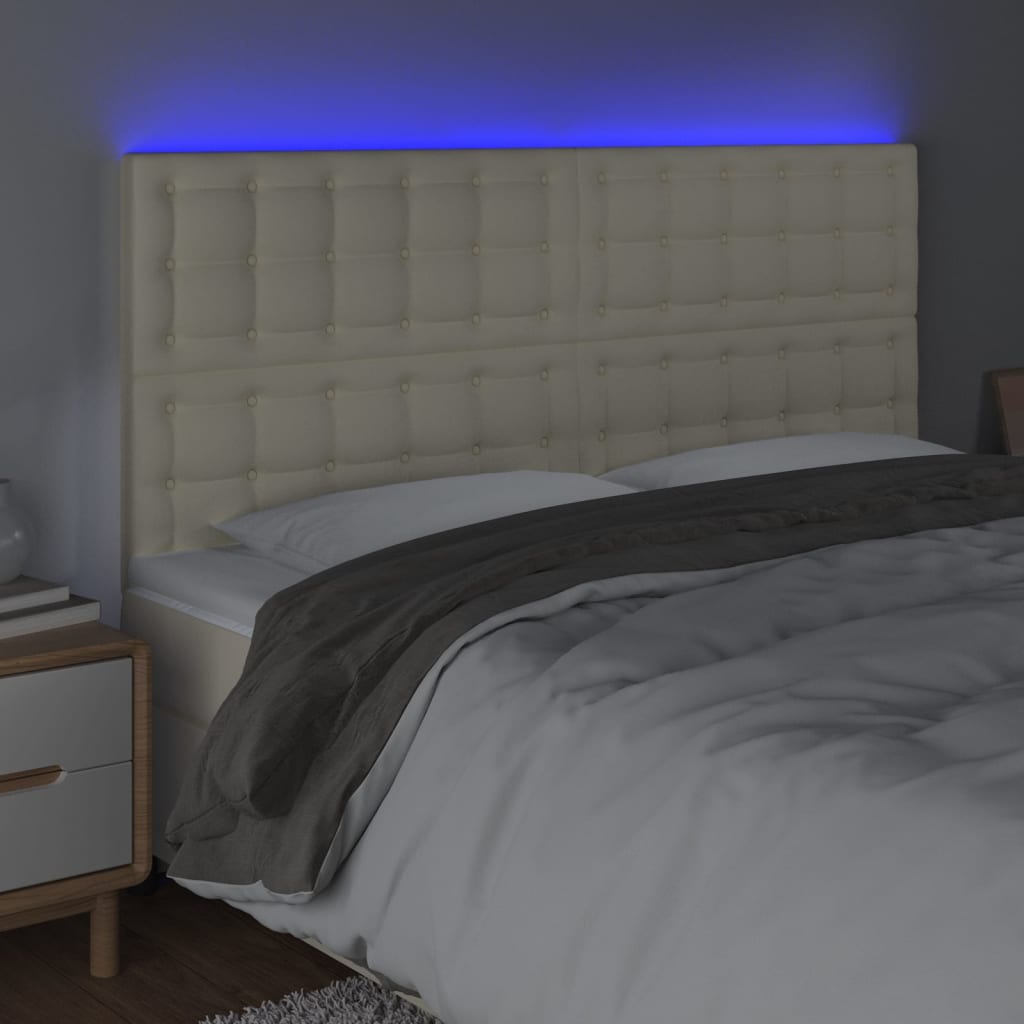 LED Kopfteil Creme 180x5x118/128 cm Kunstleder