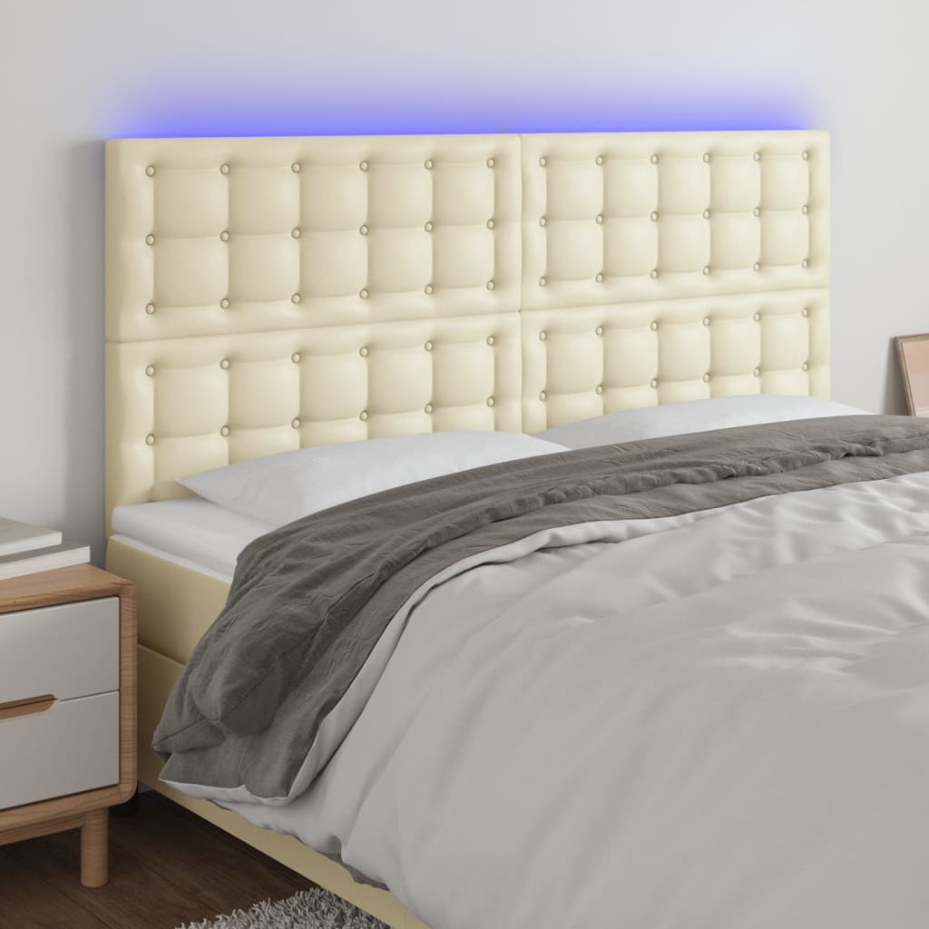 LED Kopfteil Creme 180x5x118/128 cm Kunstleder