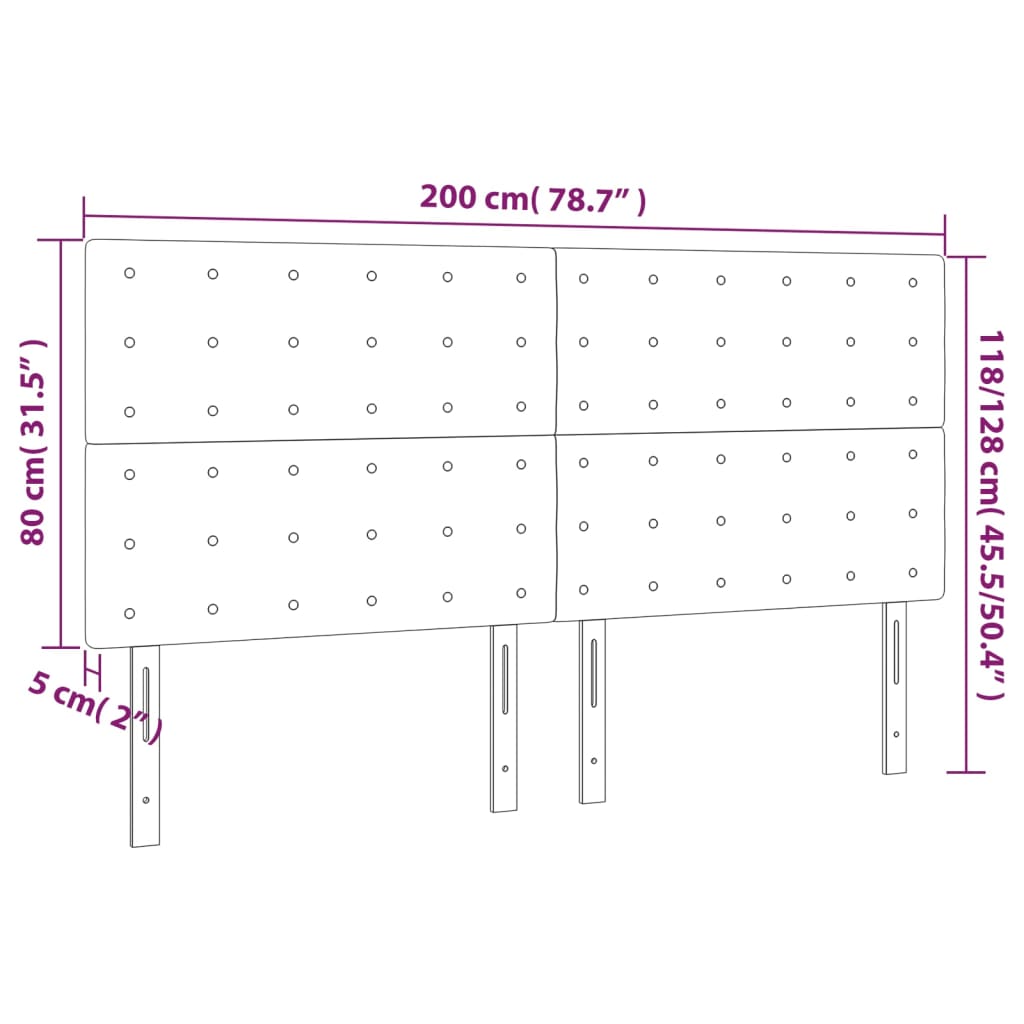 LED Kopfteil Schwarz 200x5x118/128 cm Kunstleder
