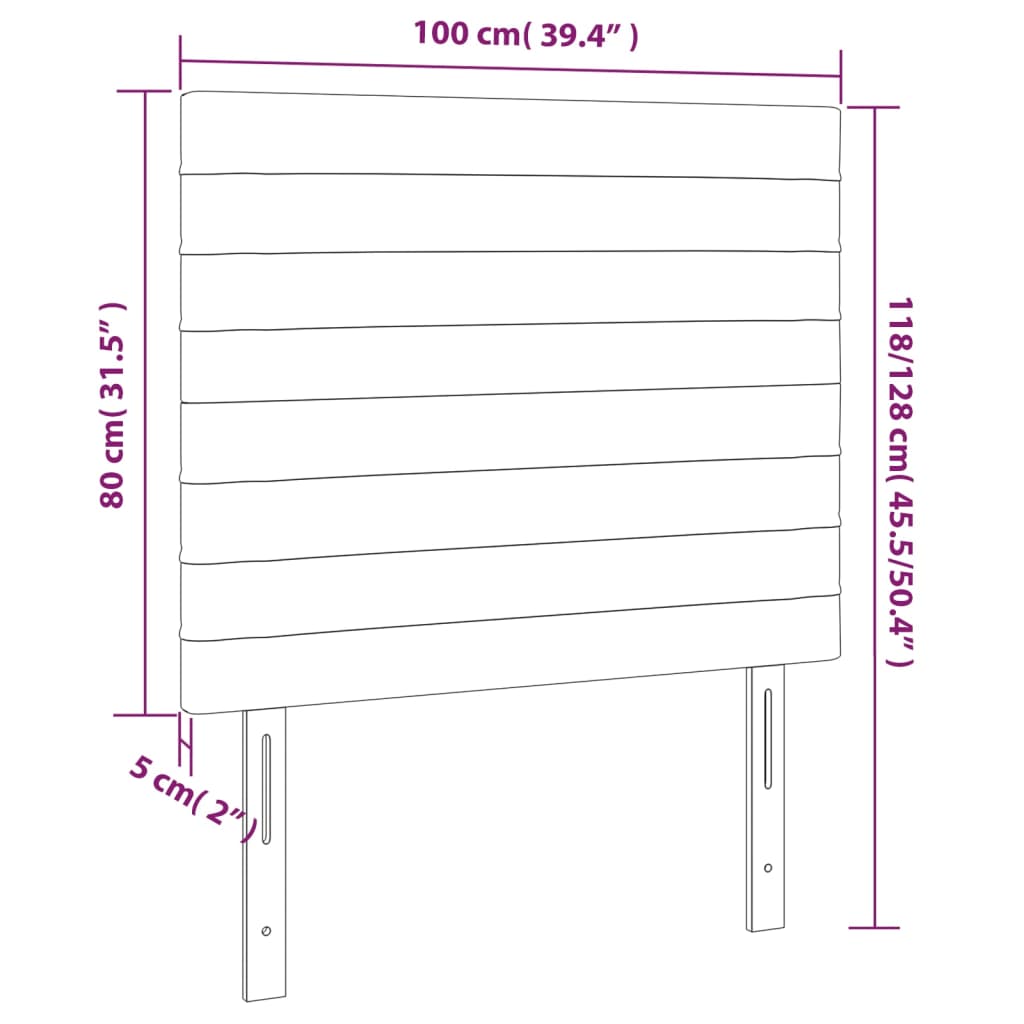 LED Kopfteil Hellgrau 100x5x118/128 cm Stoff