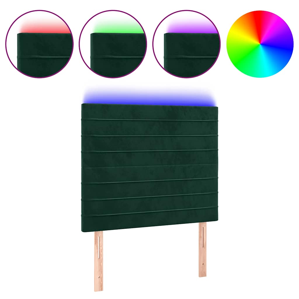 LED Kopfteil Dunkelgrün 100x5x118/128 cm Samt