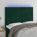 LED Kopfteil Dunkelgrün 144x5x118/128 cm Samt