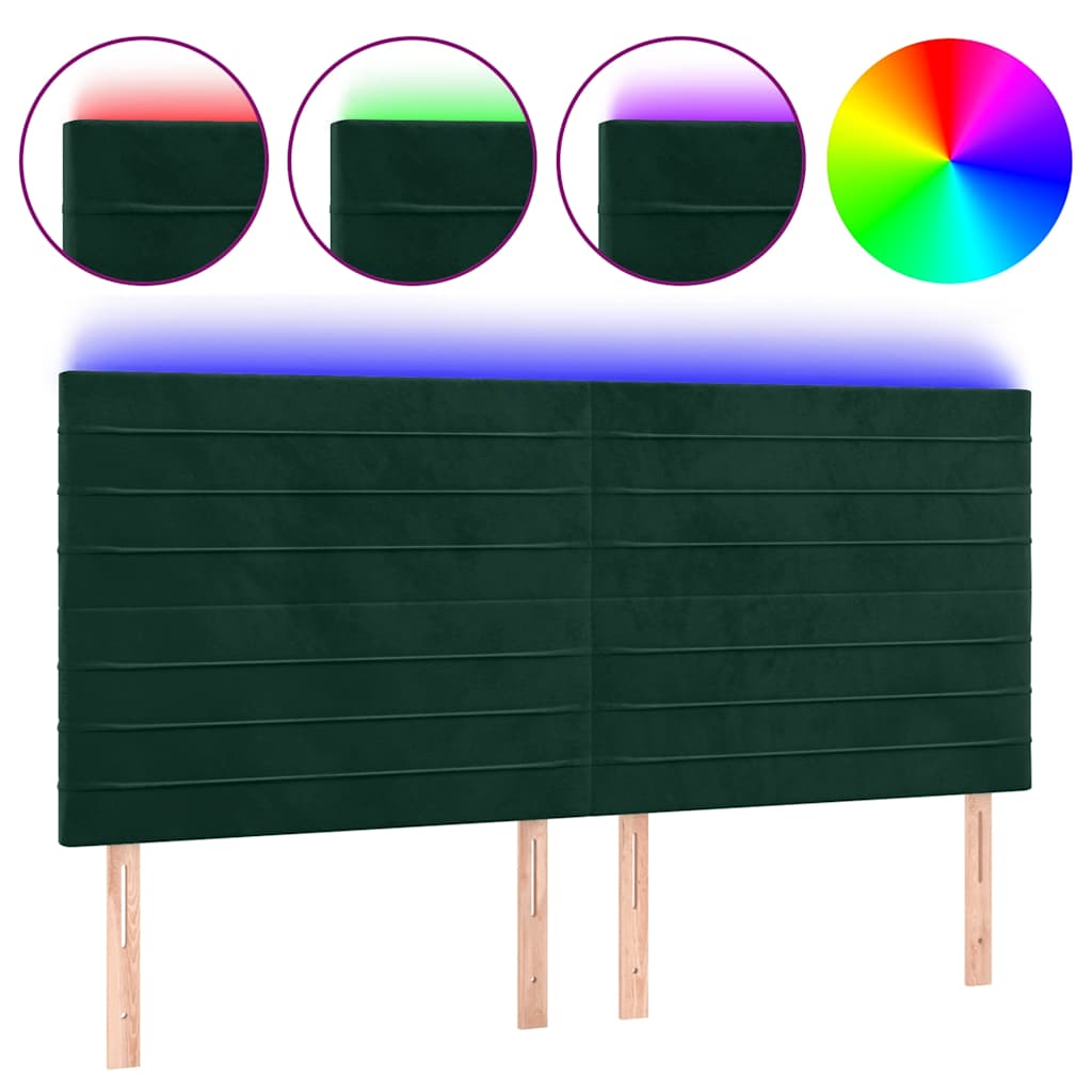 LED Kopfteil Dunkelgrün 160x5x118/128 cm Samt