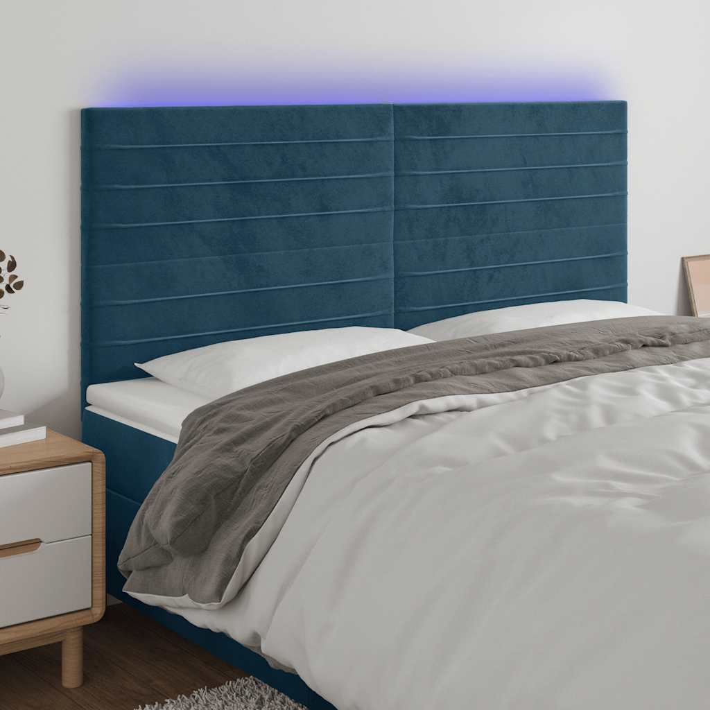 LED Kopfteil Dunkelblau 160x5x118/128 cm Samt