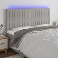 LED Kopfteil Hellgrau 200x5x118/128 cm Stoff