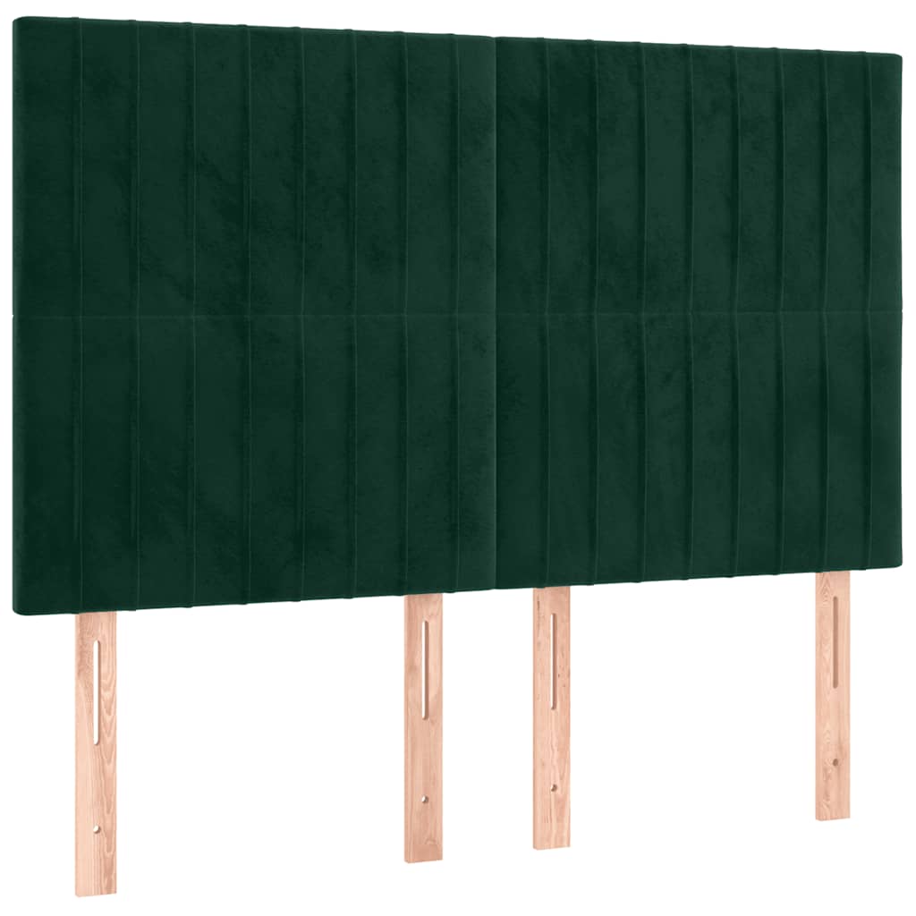 LED Kopfteil Dunkelgrün 144x5x118/128 cm Samt