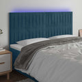 LED Kopfteil Dunkelblau 160x5x118/128 cm Samt