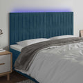 LED Kopfteil Dunkelblau 180x5x118/128 cm Samt