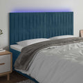 LED Kopfteil Dunkelblau 200x5x118/128 cm Samt