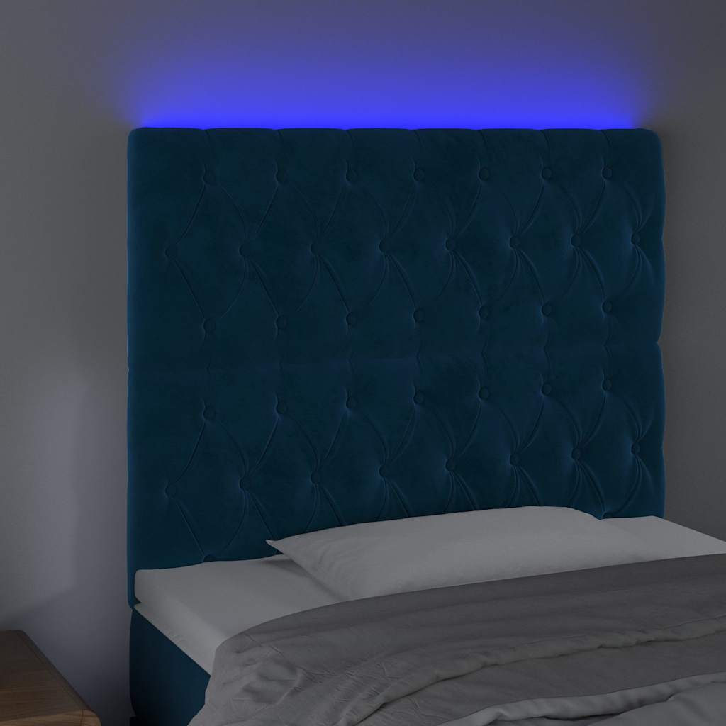 LED Kopfteil Dunkelblau 100x7x118/128 cm Samt