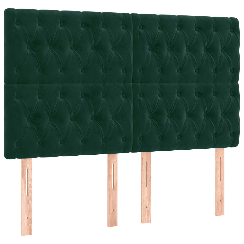 LED Kopfteil Dunkelgrün 144x7x118/128 cm Samt