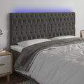 LED Kopfteil Dunkelgrau 200x7x118/128 cm Samt