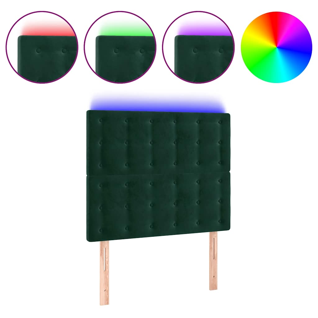 LED Kopfteil Dunkelgrün 100x5x118/128 cm Samt