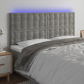 LED Kopfteil Hellgrau 200x5x118/128 cm Samt
