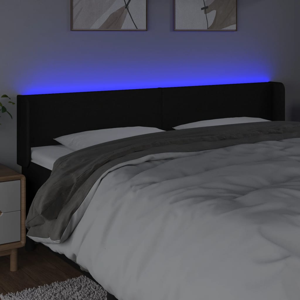 LED Kopfteil Schwarz 183x16x78/88 cm Stoff