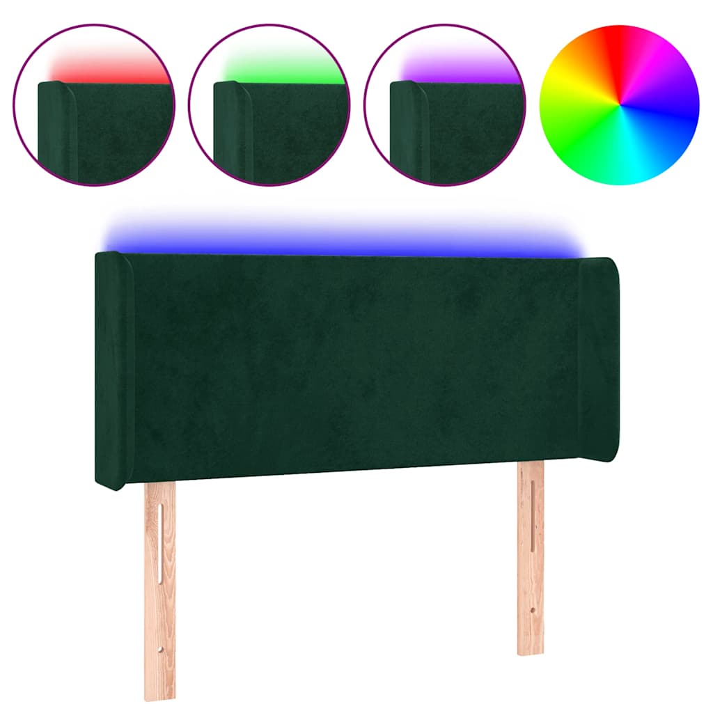 LED Kopfteil Dunkelgrün 83x16x78/88 cm Samt