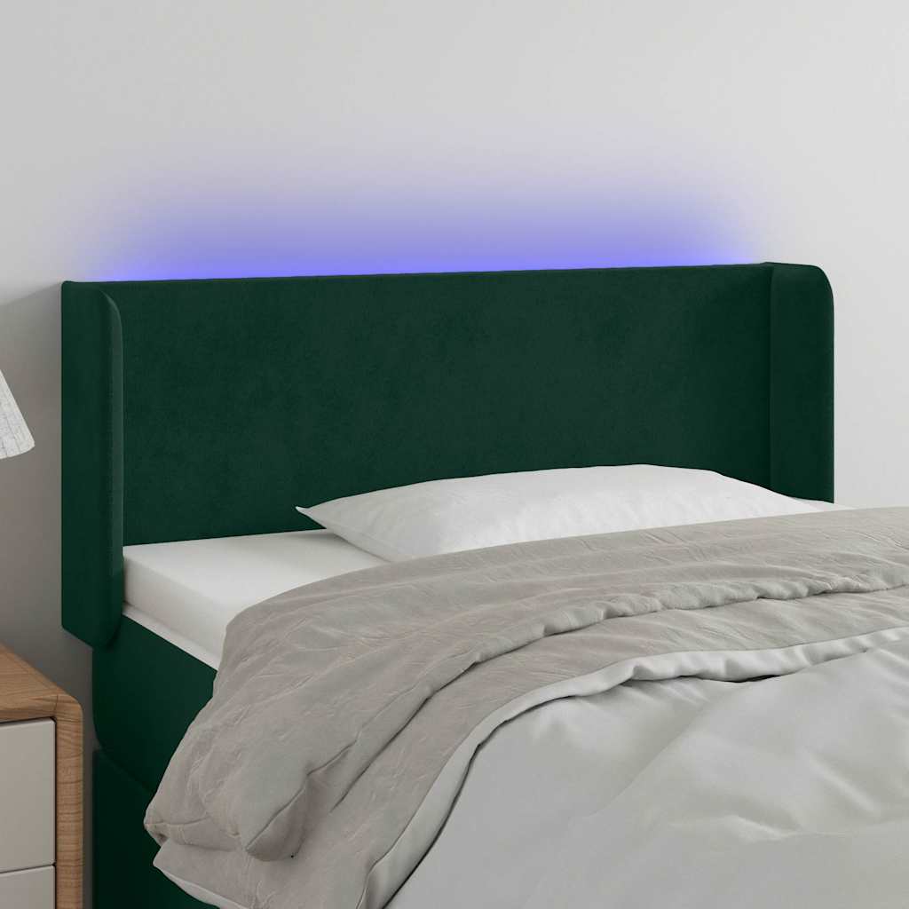 LED Kopfteil Dunkelgrün 83x16x78/88 cm Samt