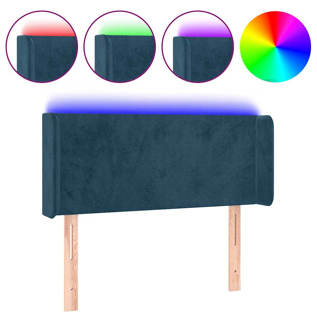 LED Kopfteil Dunkelblau 83x16x78/88 cm Samt