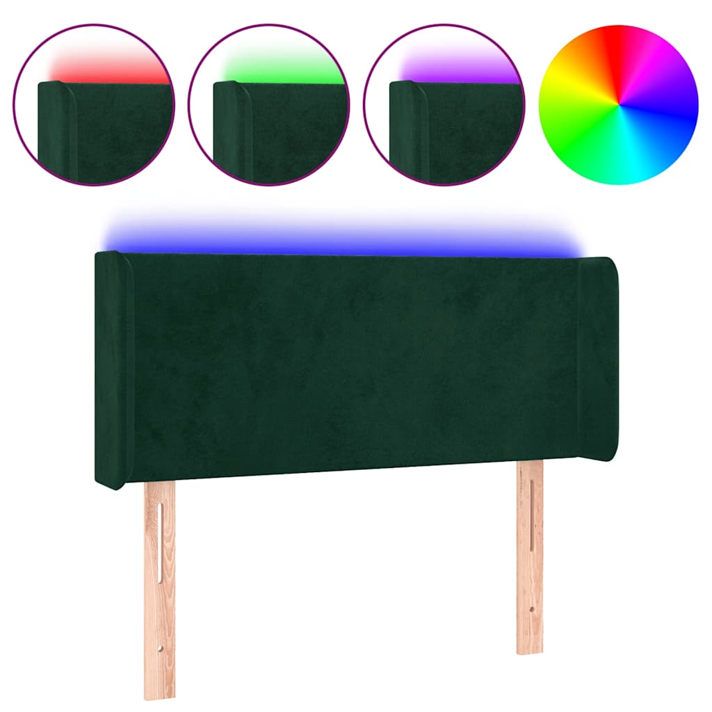 LED Kopfteil Dunkelgrün 103x16x78/88 cm Samt