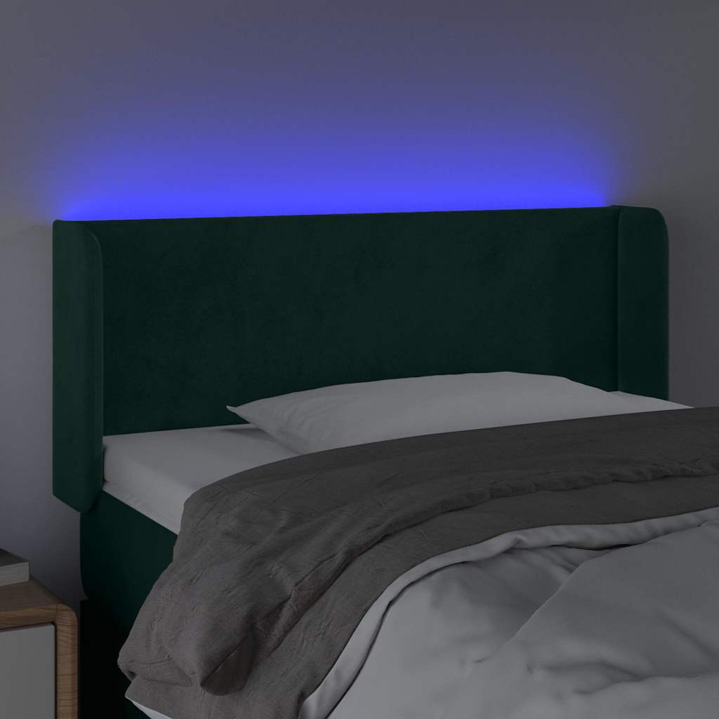 LED Kopfteil Dunkelgrün 103x16x78/88 cm Samt