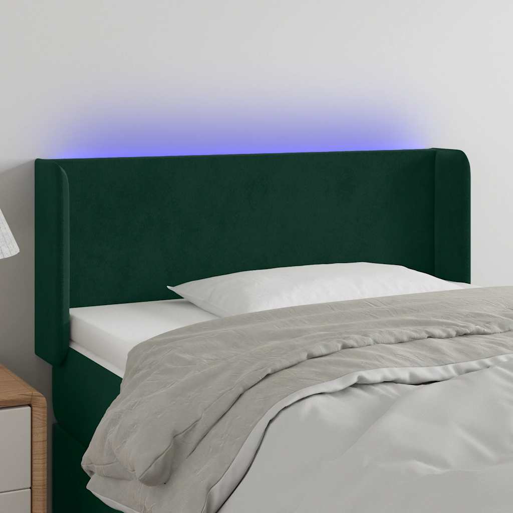 LED Kopfteil Dunkelgrün 103x16x78/88 cm Samt