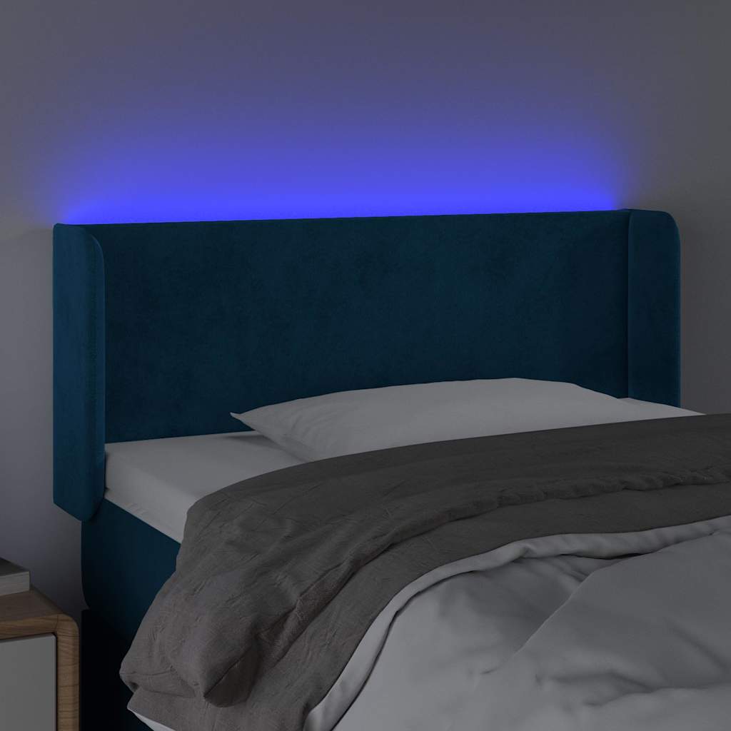 LED Kopfteil Dunkelblau 103x16x78/88 cm Samt