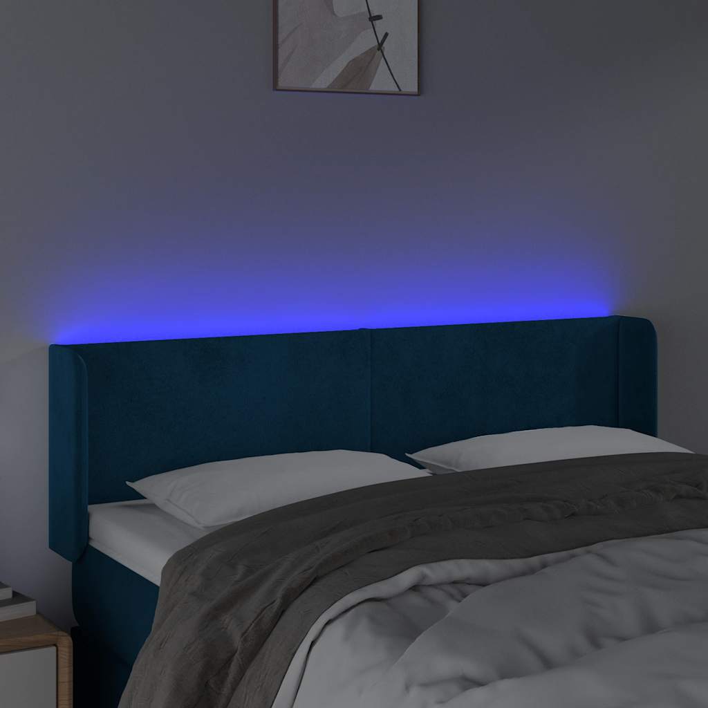 LED Kopfteil Dunkelblau 147x16x78/88 cm Samt