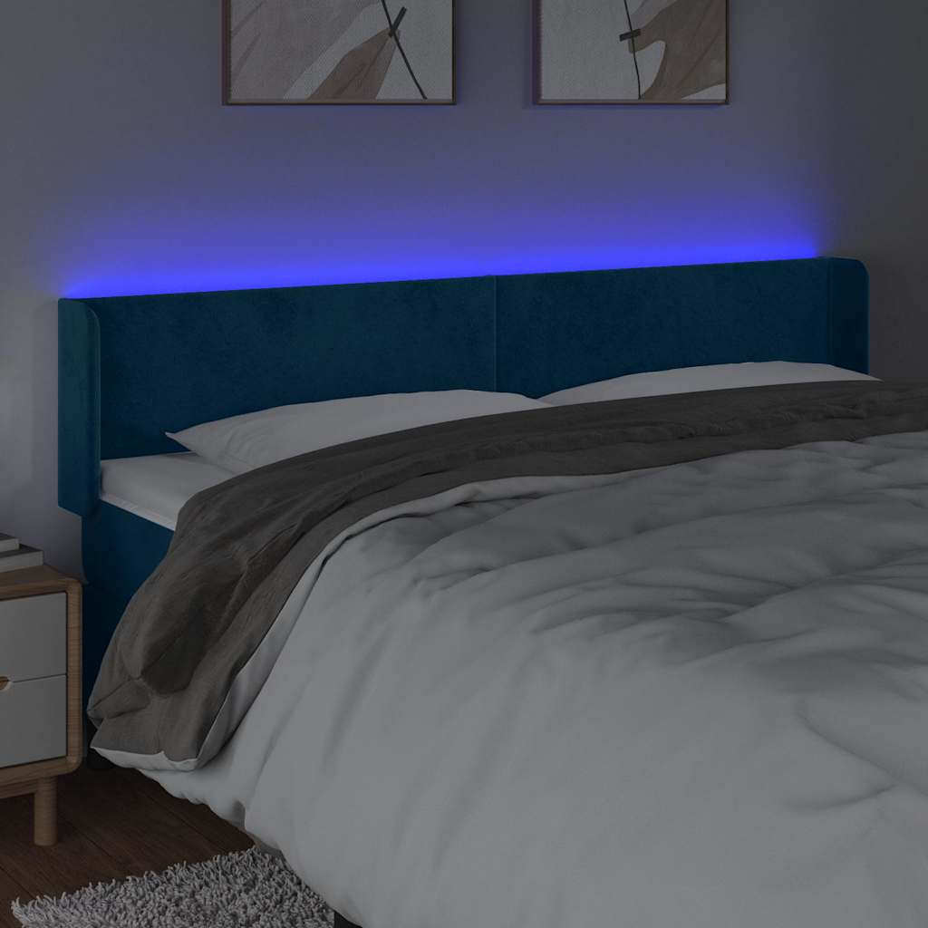 LED Kopfteil Dunkelblau 163x16x78/88 cm Samt