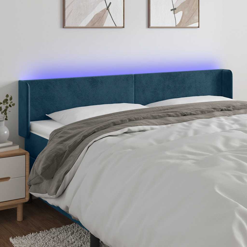 LED Kopfteil Dunkelblau 163x16x78/88 cm Samt
