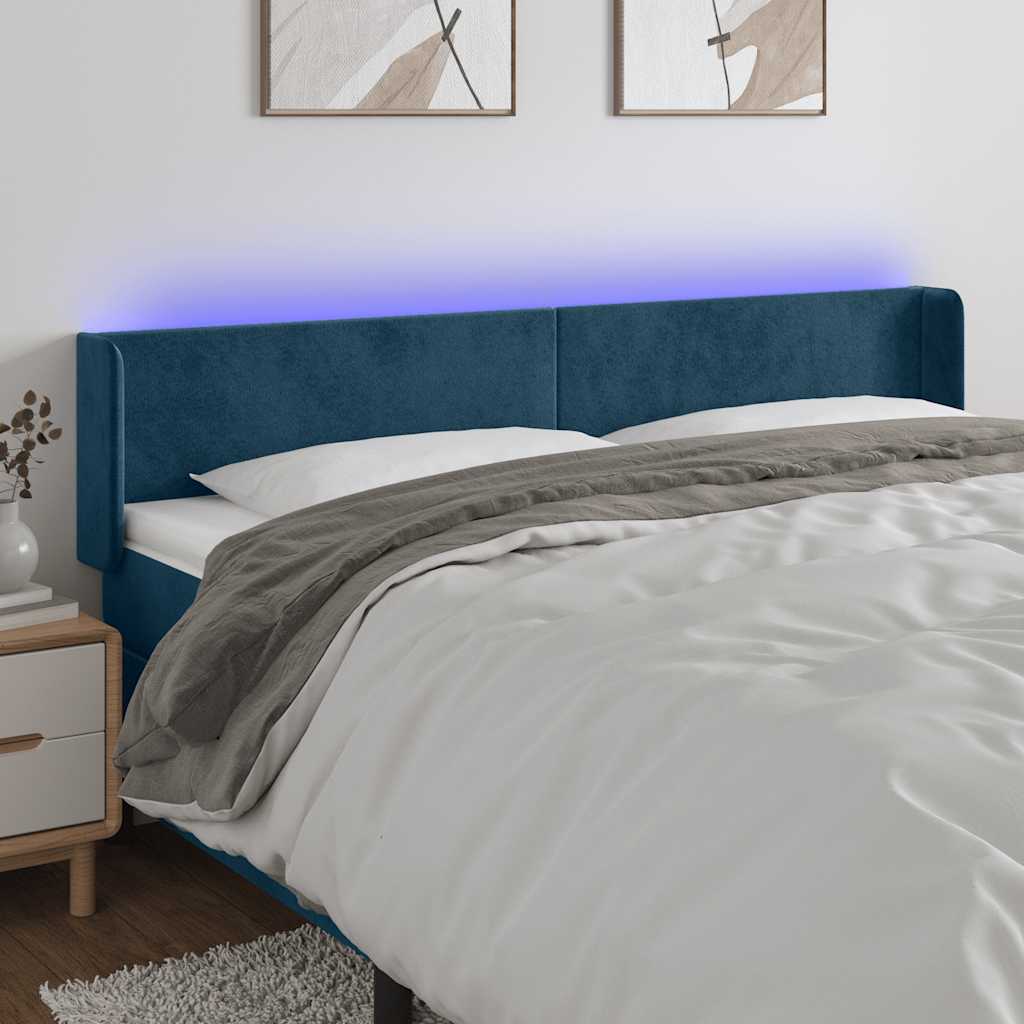 LED Kopfteil Dunkelblau 183x16x78/88 cm Samt