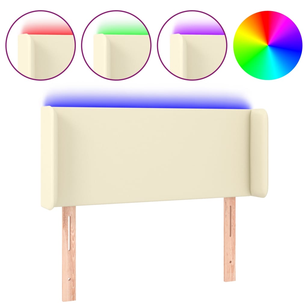 LED Kopfteil Creme 83x16x78/88 cm Kunstleder