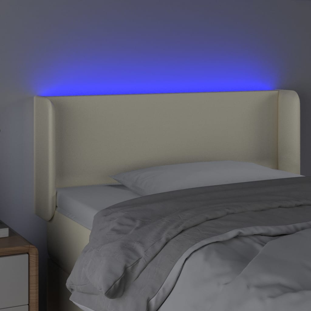 LED Kopfteil Creme 83x16x78/88 cm Kunstleder