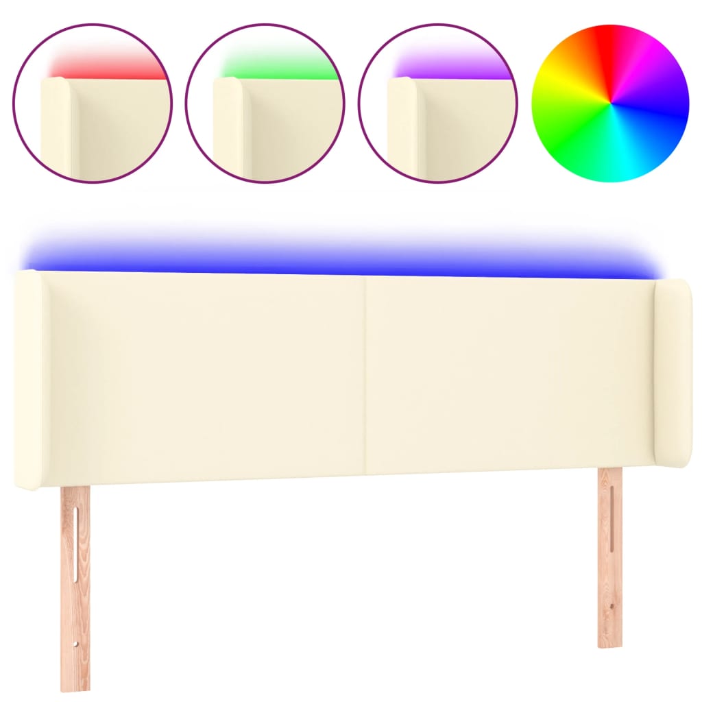 LED Kopfteil Creme 147x16x78/88 cm Kunstleder