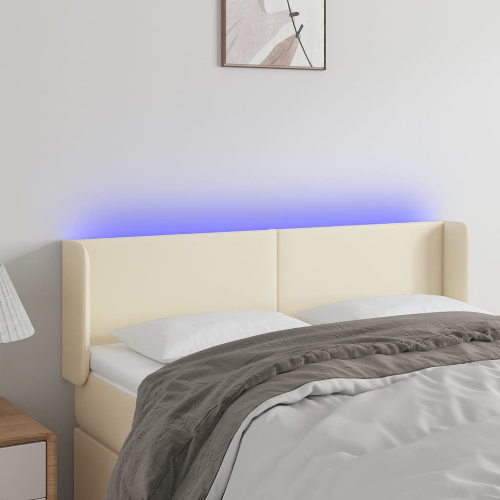 LED Kopfteil Creme 147x16x78/88 cm Kunstleder