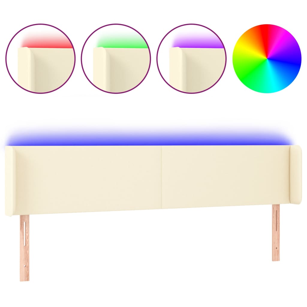 LED Kopfteil Creme 183x16x78/88 cm Kunstleder