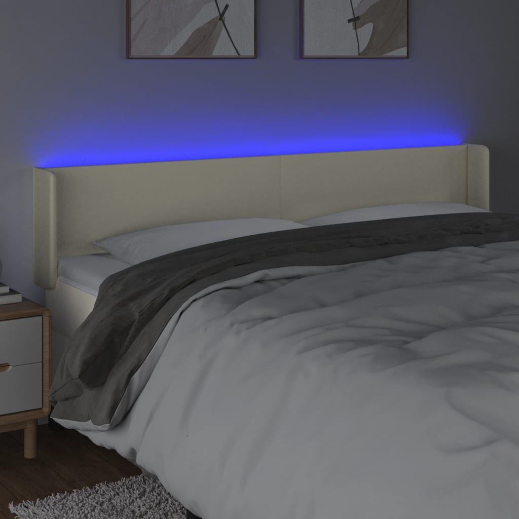 LED Kopfteil Creme 183x16x78/88 cm Kunstleder