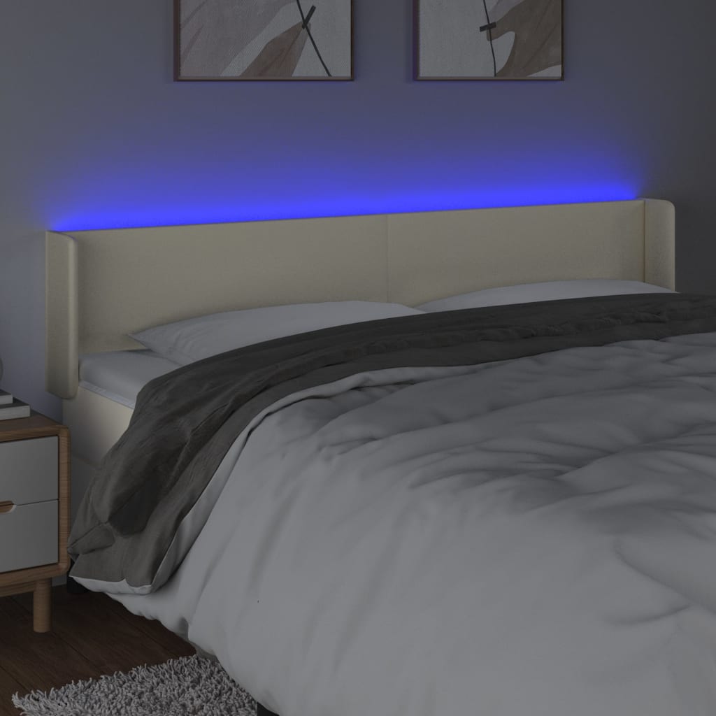 LED Kopfteil Creme 203x16x78/88 cm Kunstleder