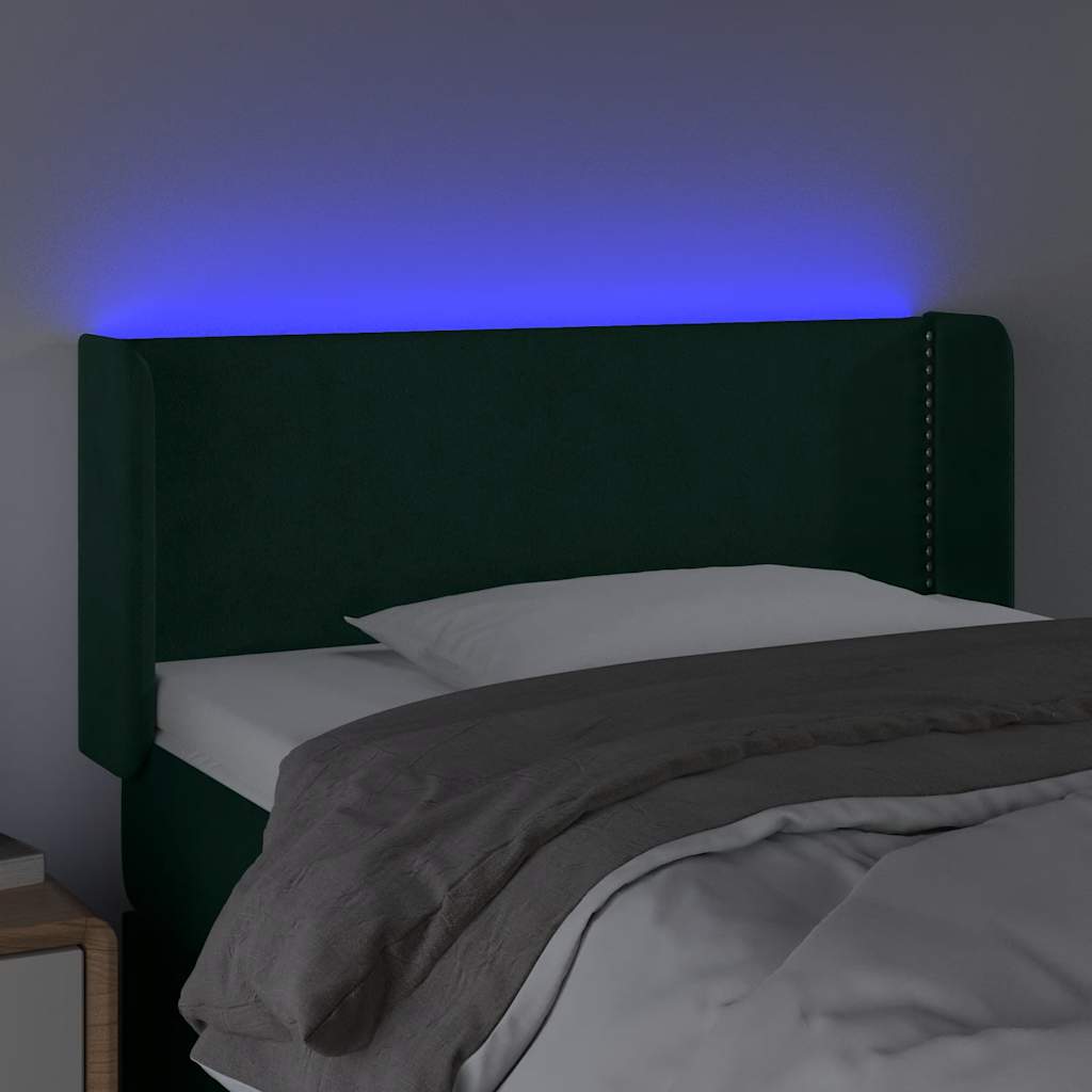 LED Kopfteil Dunkelgrün 83x16x78/88 cm Samt