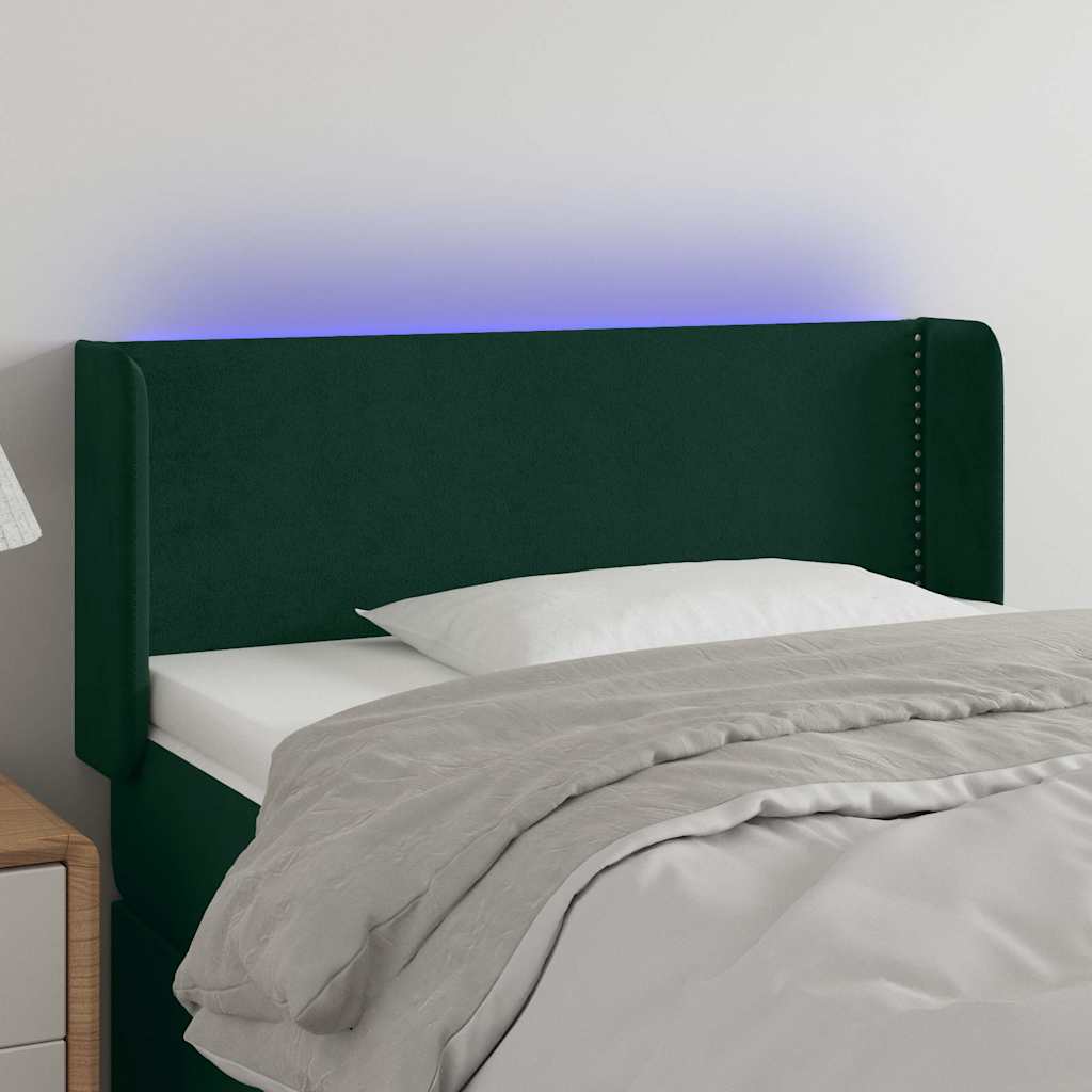 LED Kopfteil Dunkelgrün 83x16x78/88 cm Samt