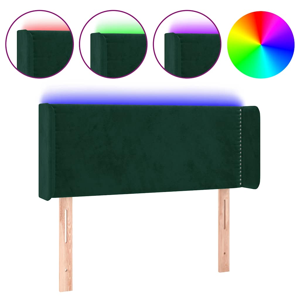 LED Kopfteil Dunkelgrün 103x16x78/88 cm Samt