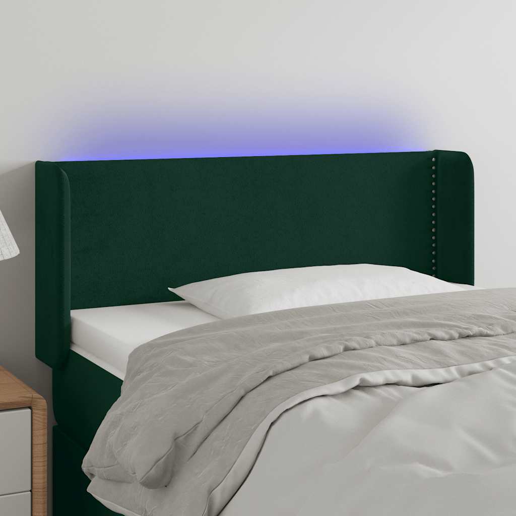 LED Kopfteil Dunkelgrün 103x16x78/88 cm Samt
